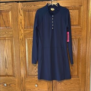 Lilly Pulitzer Blue Long Sleeve Mandarin Collar Dress